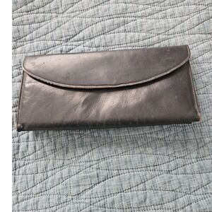 Black Sleek Leather Clutch Evening Bag Party Purse‎ Minimalist Style